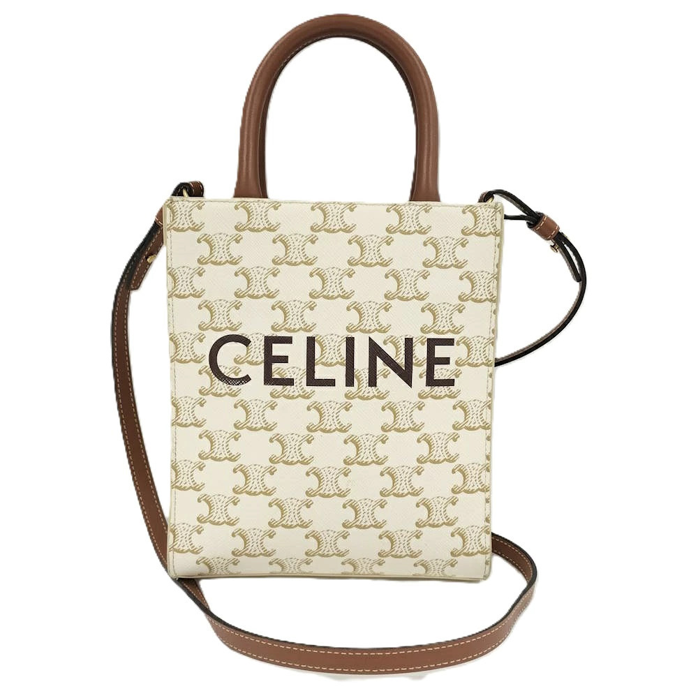 Celine Vertical Cabas Shoulder Bag Triomphe Canvas